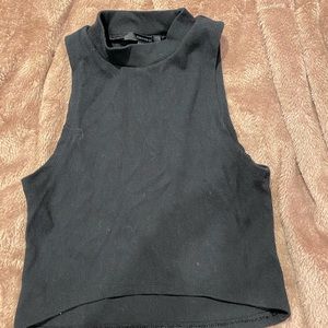 Basic black mock neck crop